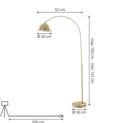 buelampe Lennart, messing, højdejusterbar, E27^Lindby Hot
