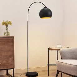 Lindby Gulvlamper|Gulvlamper>buelampe Minali, sort, metal, 148 cm høj, E27