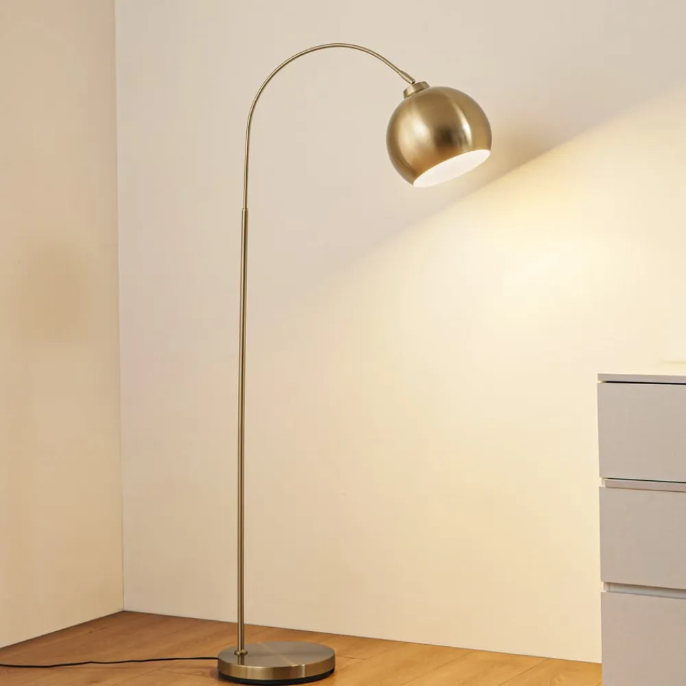 Lindby Pendellamper|Gulvlamper>buelampe Moisia, messingfarvet, metal, 148 cm