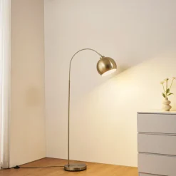 Lindby Pendellamper|Gulvlamper>buelampe Moisia, messingfarvet, metal, 148 cm