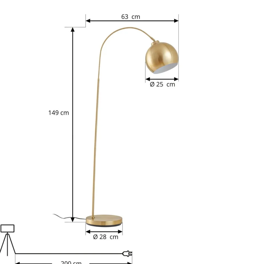 Lindby Pendellamper|Gulvlamper>buelampe Moisia, messingfarvet, metal, 148 cm