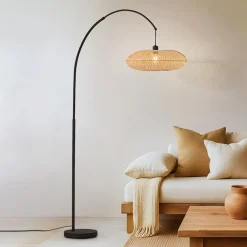 buelampe Solvian, sort/natur, bambus, metal^Lindby Outlet