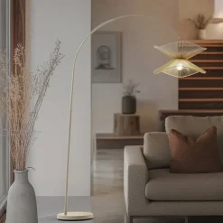 Lindby buelampe Valdorin, beige, papir, 195 cm, IP20