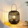 Lindby Pendellamper>Canyana bordlampe, sort, rattan, 27 cm høj