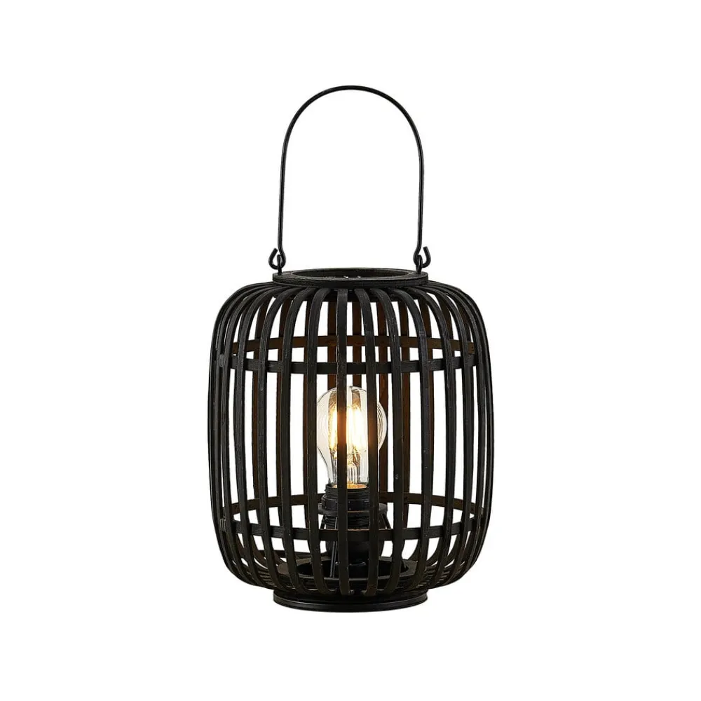 Lindby Pendellamper>Canyana bordlampe, sort, rattan, 27 cm høj