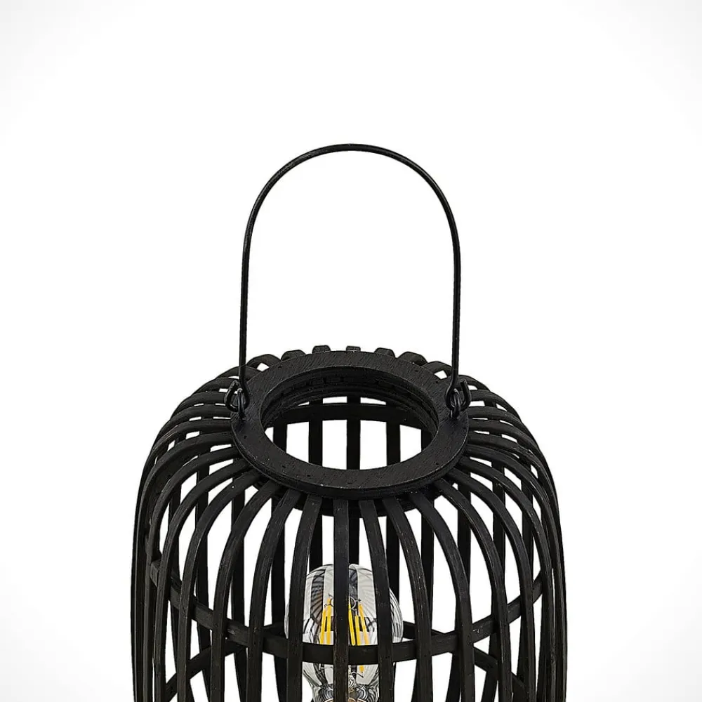 Lindby Pendellamper>Canyana bordlampe, sort, rattan, 27 cm høj