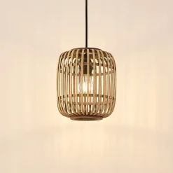 Lindby Canyana hængelampe, natur, rattan, Ø 22 cm