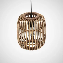 Lindby Canyana hængelampe, natur, rattan, Ø 22 cm