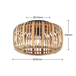 Lindby Canyana loftlampe, natur, rattan, Ø 40 cm