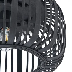 Canyana loftlampe, sort, rattan, Ø 40 cm^Lindby Outlet