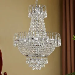 Casparia lysekrone, kromfarvet, krystal, E14^Lindby New