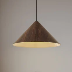 Lindby Pendellamper|Pendellamper>Clarine hængelampe, valnød, Ø 50 cm, metal