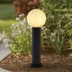 Dangan sokkellampe, hvid, højde 60 cm, glas, metal^Lindby Clearance