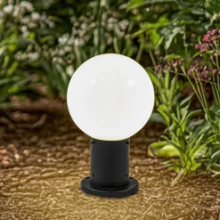 Lindby Sokkellamper>Dangan sokkellampe, hvid, højde 32 cm, glas, metal