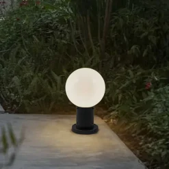 Lindby Sokkellamper>Dangan sokkellampe, hvid, højde 32 cm, glas, metal