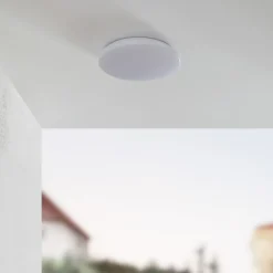 Lindby Doki LED udendørs loftslampe, 34 cm, hvid, plast