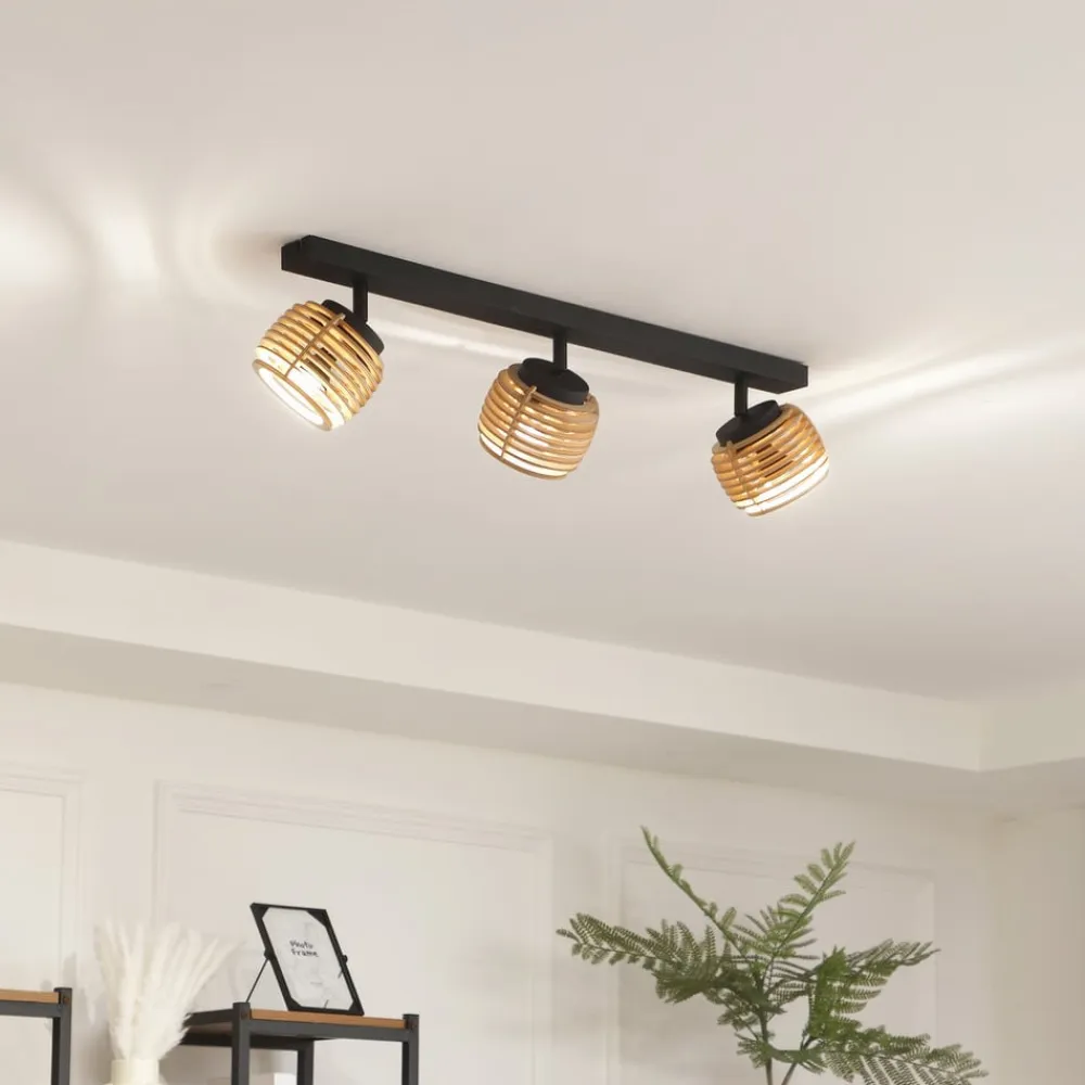 Lindby Ediz loftslampe, 3-lys, GU10, træ, 73 cm lang