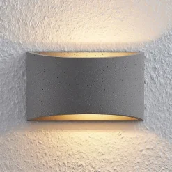 Edvin væglampe af beton, halvrund^Lindby Online