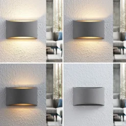 Edvin væglampe af beton, halvrund^Lindby Online