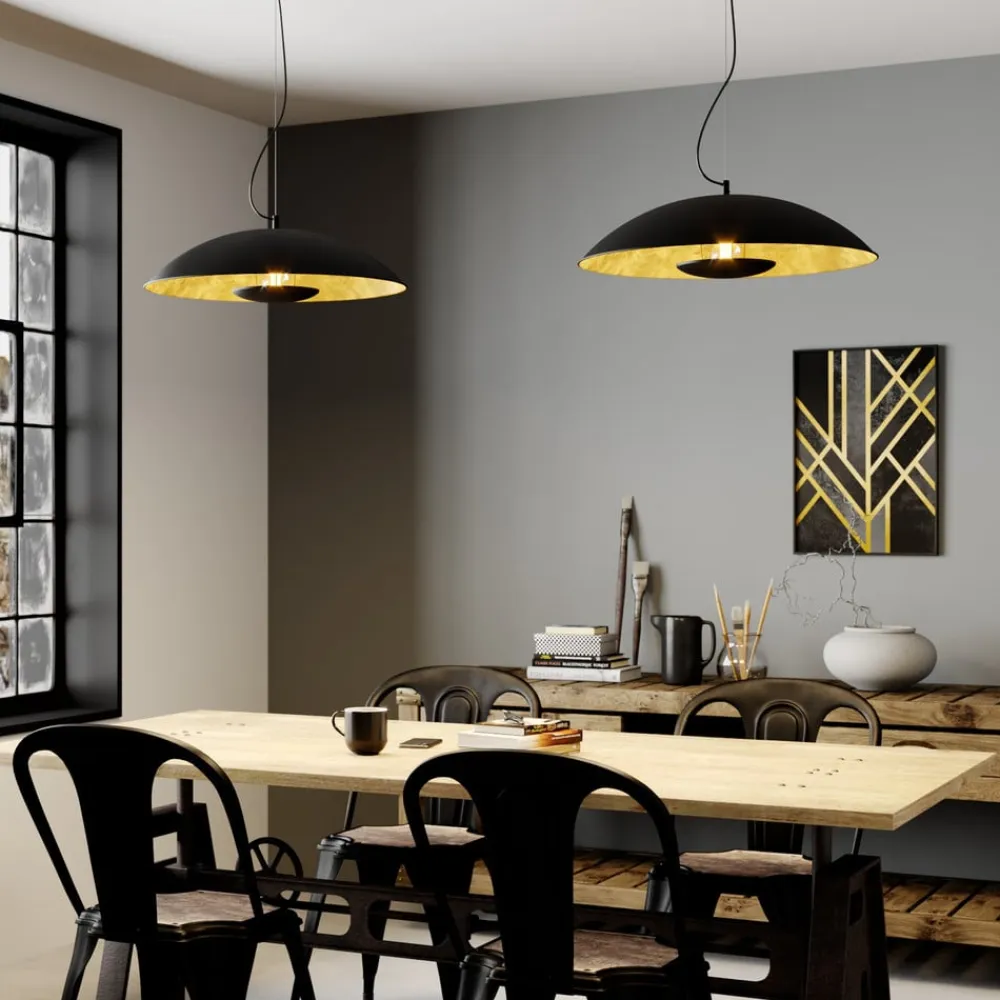 Lindby Pendellamper|Pendellamper>Emilienne pendellampe, sort, guldfarvet, Ø 60 cm