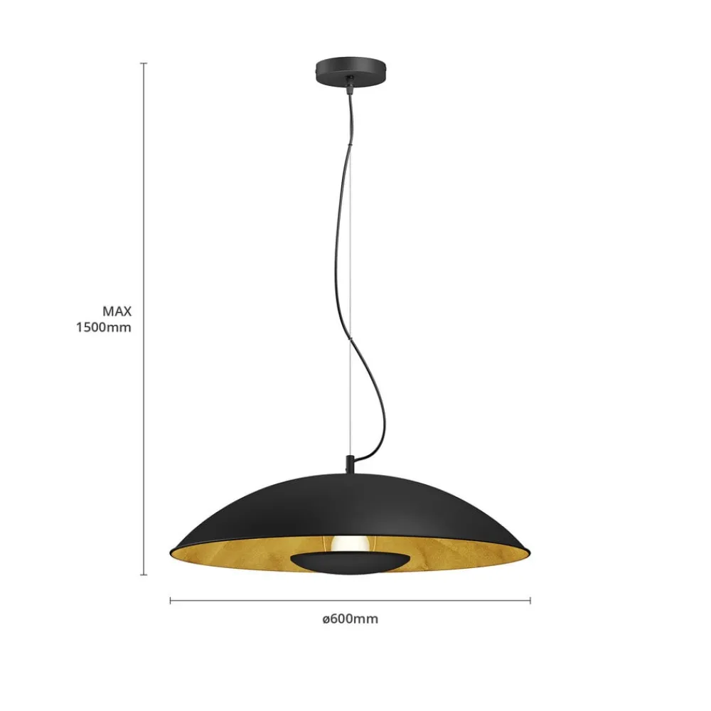 Lindby Pendellamper|Pendellamper>Emilienne pendellampe, sort, guldfarvet, Ø 60 cm