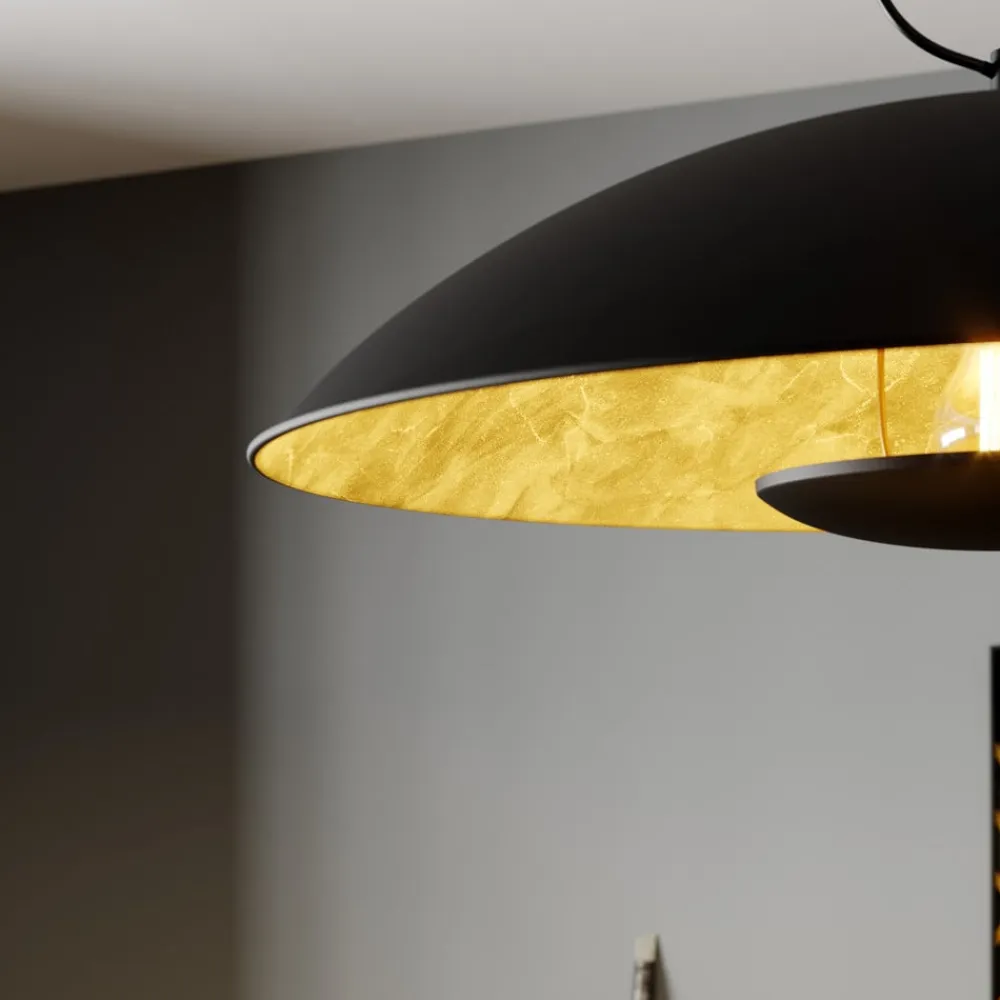 Lindby Pendellamper|Pendellamper>Emilienne pendellampe, sort, guldfarvet, Ø 60 cm