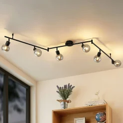 Lindby Eridia loftspot, sort, 6 lyskilder, langt