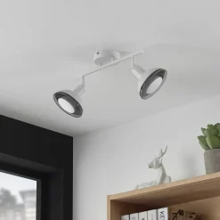 Lindby Erin loftspot, hvid, 2-lys, 31,5 cm, glas