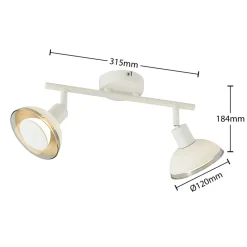 Lindby Erin loftspot, hvid, 2-lys, 31,5 cm, glas