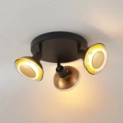 Erin loftspot, sort/guld, Ø 22 cm, glas^Lindby Online