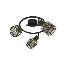 Eudoria loftlampe, 3 lyskilder, sort/guld^Lindby Discount