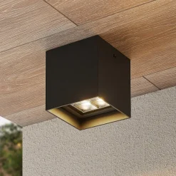 Lindby Eveta LED-loftlampe, 10 cm, antracit, aluminium, IP65