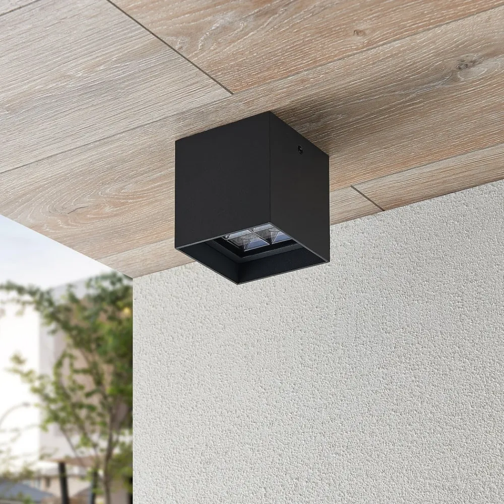 Lindby Eveta LED-loftlampe, 10 cm, antracit, aluminium, IP65