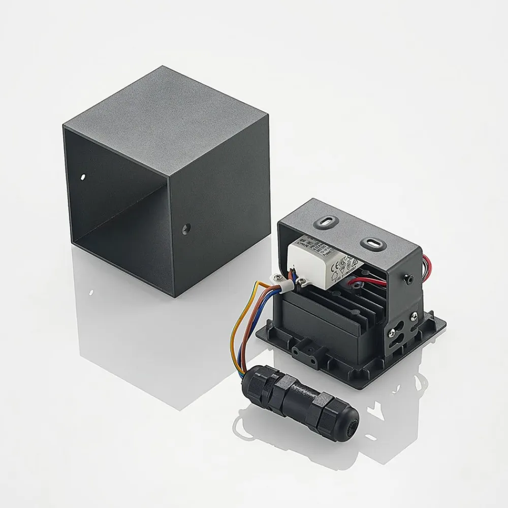 Lindby Eveta LED-loftlampe, 10 cm, antracit, aluminium, IP65