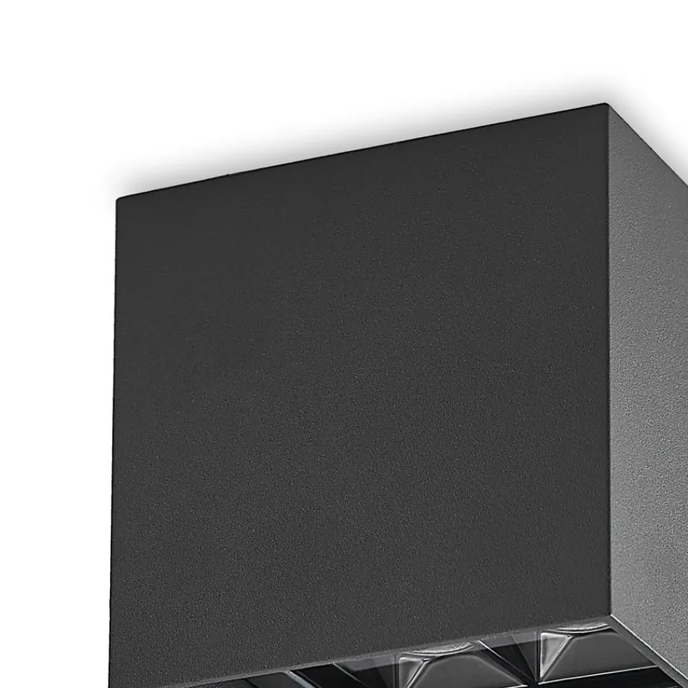 Lindby Eveta LED-loftlampe, 10 cm, antracit, aluminium, IP65