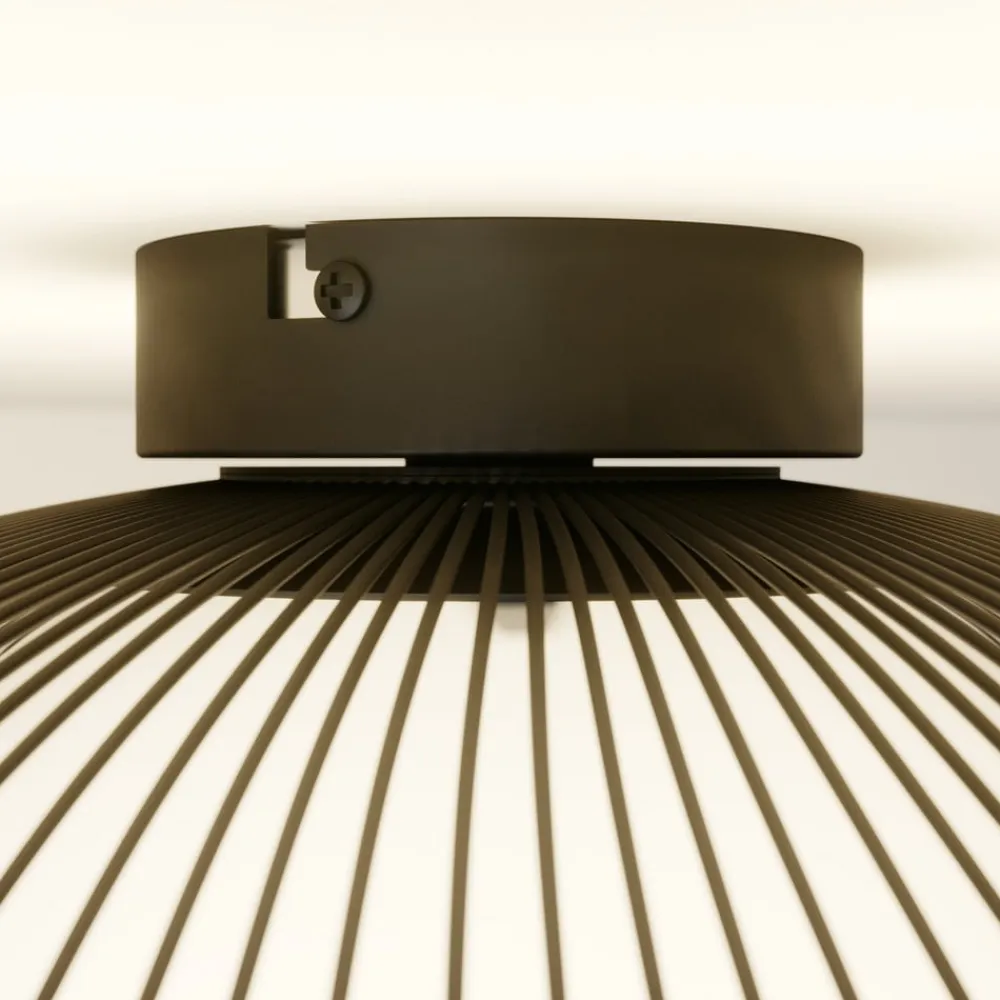 Fabronia loftlampe, sort/hvid, glas, kugle, E27^Lindby Best