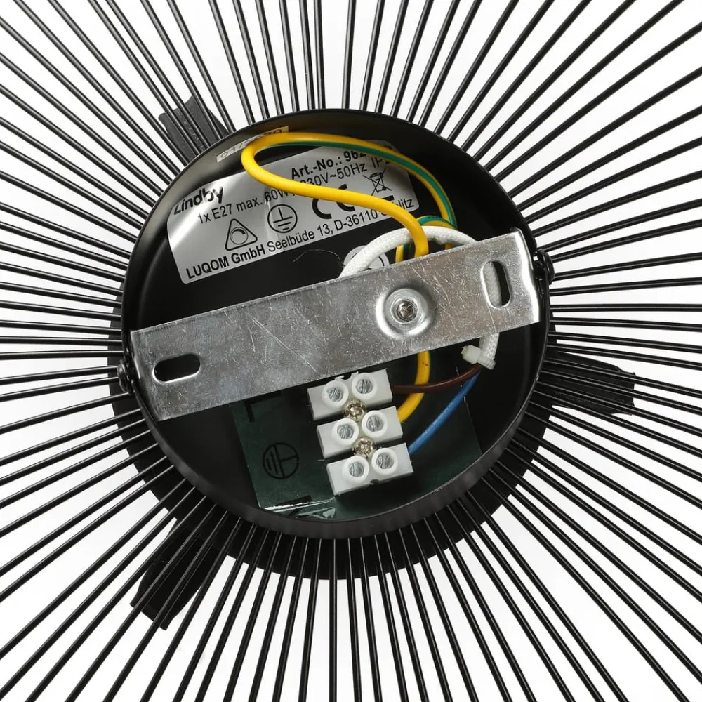 Fabronia loftlampe, sort/hvid, glas, kugle, E27^Lindby Best