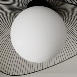 Fabronia loftlampe, sort/hvid, glas, kugle, E27^Lindby Best