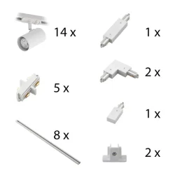 1-faset skinnesystem Linaro, GU10, 14 lyskilde, hvid^Lindby Sale