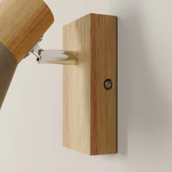 Filiz spotlight, 12 cm høj, træ, beton, E14^Lindby Clearance