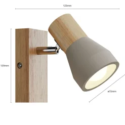 Filiz spotlight, 12 cm høj, træ, beton, E14^Lindby Clearance