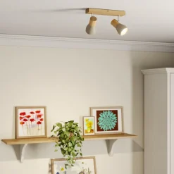 Filiz spotlight, 2 lyskilder, 27 cm, træ, beton, E14^Lindby Sale