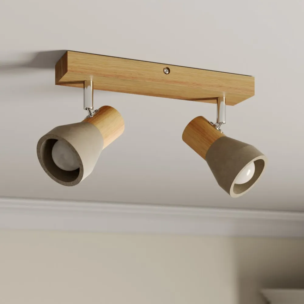 Filiz spotlight, 2 lyskilder, 27 cm, træ, beton, E14^Lindby Sale