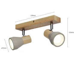 Filiz spotlight, 2 lyskilder, 27 cm, træ, beton, E14^Lindby Sale