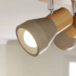 Filiz spotlight, 3 lyskilder, Ø 20 cm, træ, beton, E14^Lindby Clearance