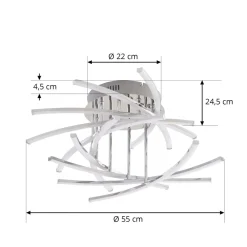 Lindby Flakira LED-loftlampe, 10 lyskilder, krom