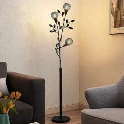 Florentine gulvlampe Kanye, 160 cm, sort, 3 lyskilder.^Lindby