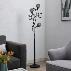 Florentine gulvlampe Kanye, 160 cm, sort, 3 lyskilder.^Lindby