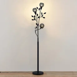 Florentine gulvlampe Kanye, 160 cm, sort, 3 lyskilder.^Lindby