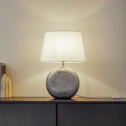 Lindby Bordlamper>Florentino bordlampe, 49 cm, keramik, tekstil